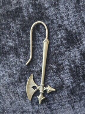 Jewelry Midevil Battle Axe Handcrafted Silver Long Hook Earring Charm Gothic
